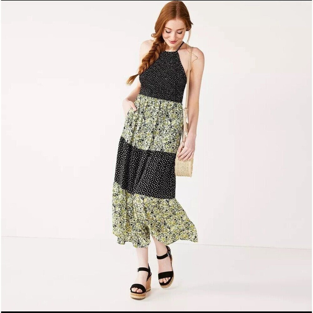 Speechless Floral Tiered Sleeveless Maxi Dress Pockets Small New W/Tags